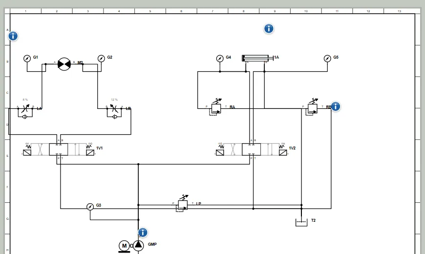 Schéma : TP5 hydraulique : limiteurs de pression secondaires