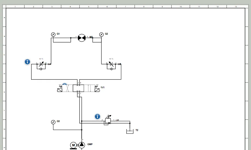 Schéma : Banc hydraulique : moteur et limiteurs de débit à l’admission
