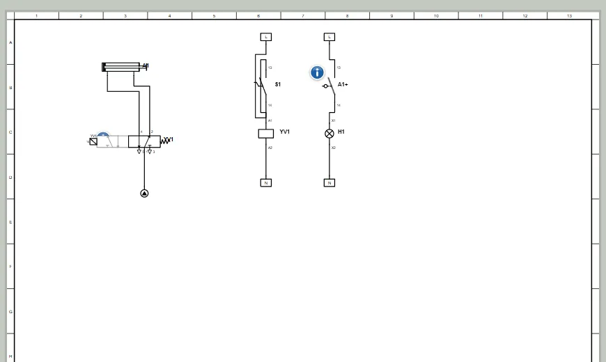 Schéma : Vérin et électrodistributeur (électro-pneumatique)